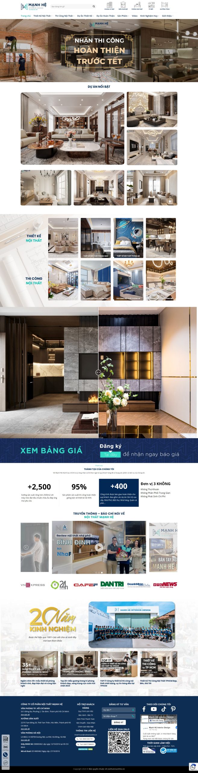 Mẫu Thiết Kế Website Nội Thất Mạnh Hệ