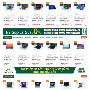 Mẫu Website Máy Tính Linh Kiện Laptop Minh Vũ