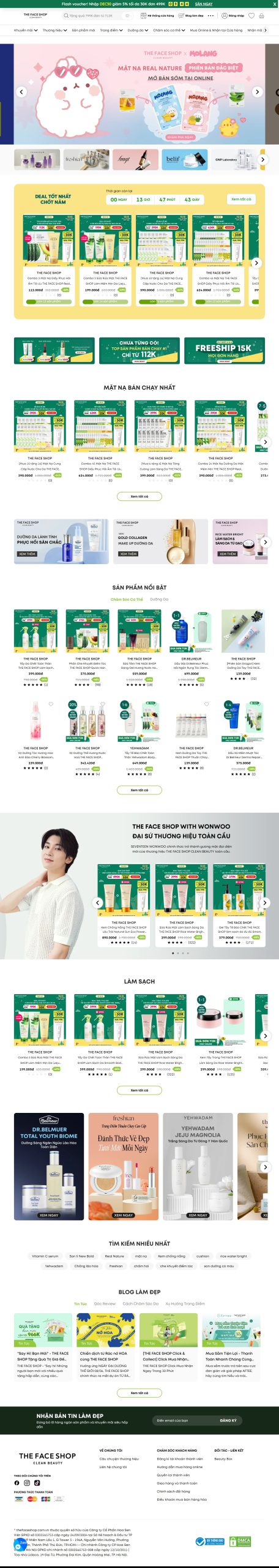 Mẫu Website Mỹ Phẩm The Face Shop