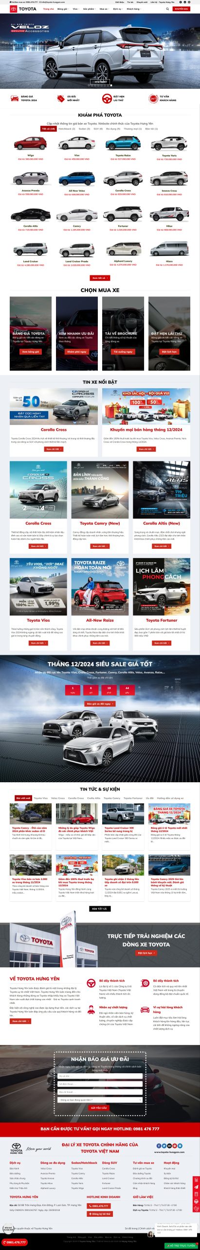 Mẫu Website Ô tô Toyota Hưng Yên
