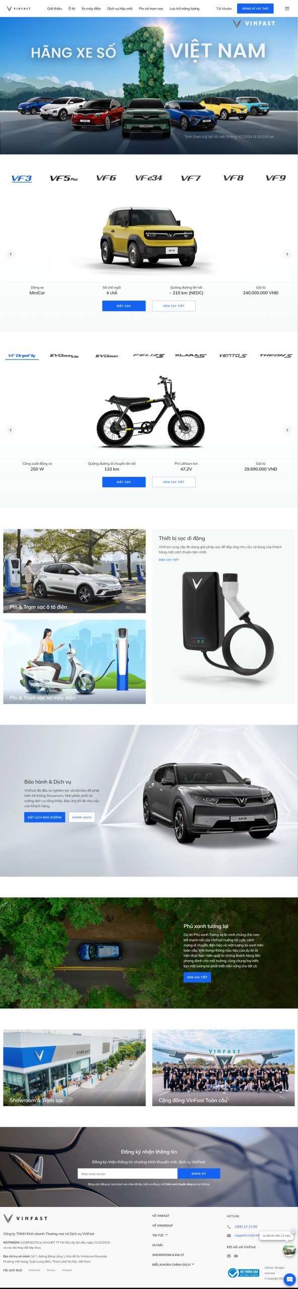 Mẫu Website Ô tô Vinfast