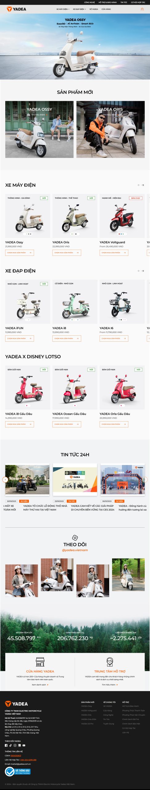 Mẫu Website Xe Máy Điện Yadea